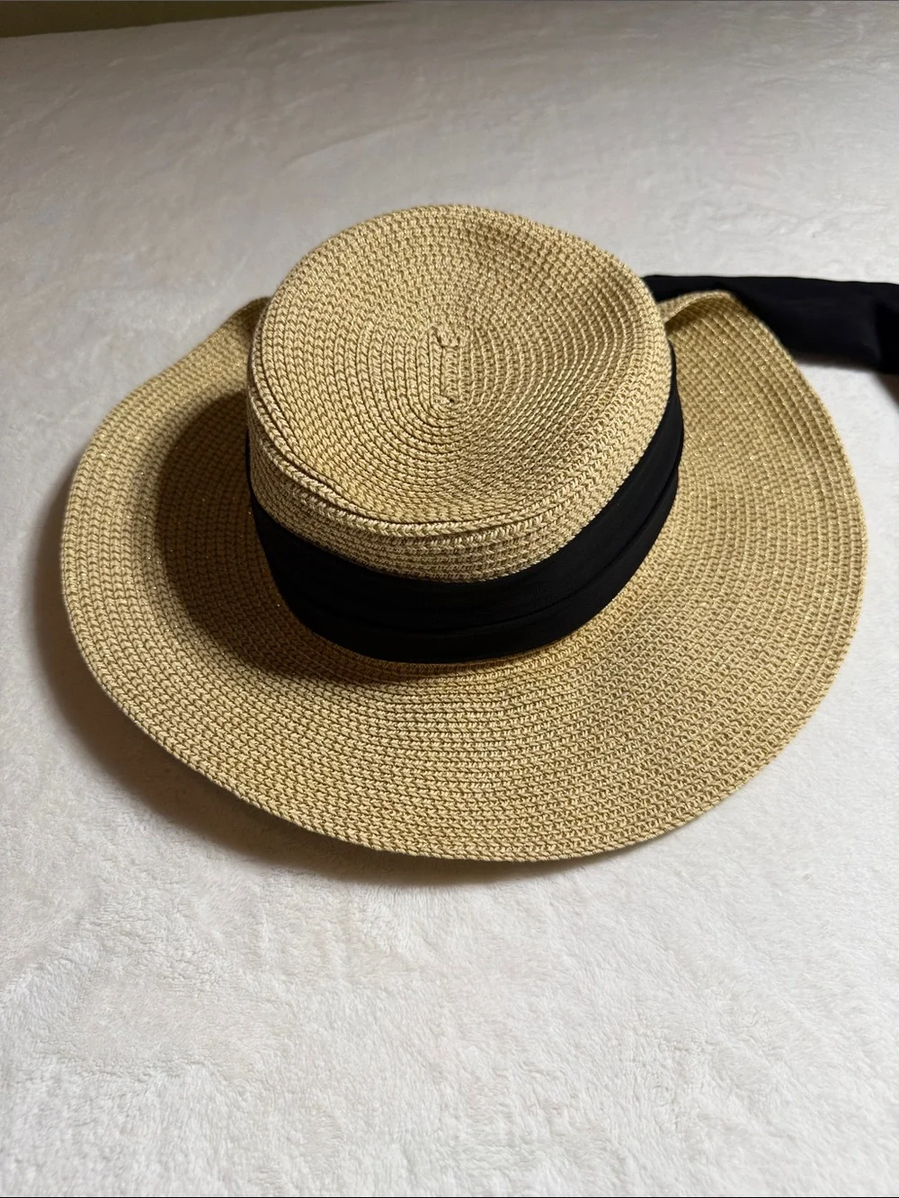 Chapel Hats Woven Straw Sun Hat with Black Band - Women's Summer Hat